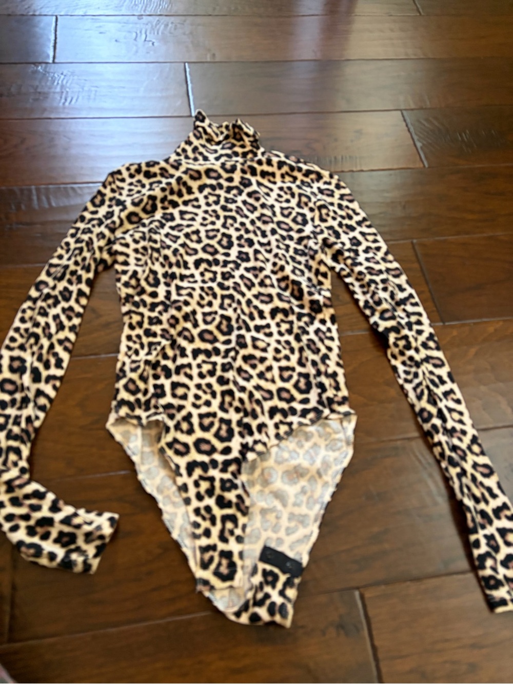 H&M Leopard Print Long Sleeve Bodysuit - Tan & Black